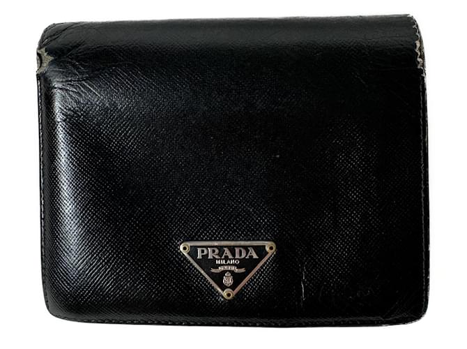 Prada Bi-Fold Leather Wallet Black  ref.1192173