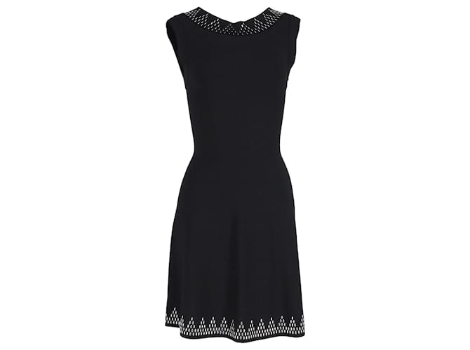 Alaïa Alaia Sleeveless Embellished Fit-and-Flare Dress in Black Viscose Cellulose fibre  ref.1192184