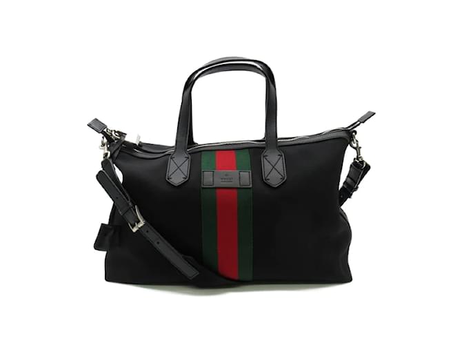 Gucci Bolsa de lona con diseño web 359261 Negro Lienzo  ref.1192193