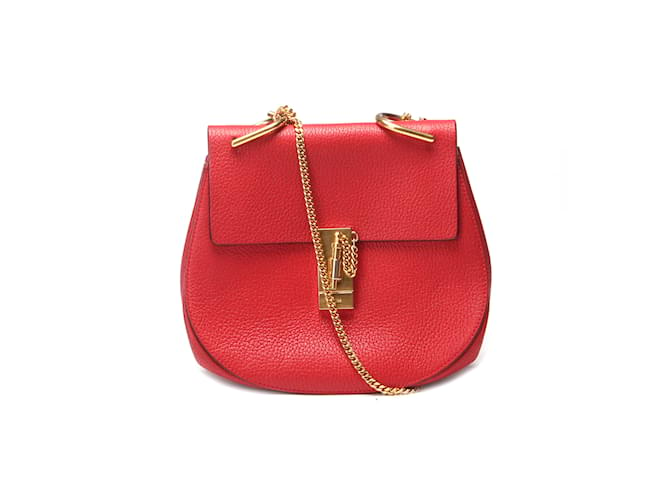 Chloé Leather Drew Crossbody Bag Red  ref.1192201