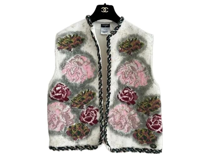 Chanel Paris rara / Jaqueta de malha floral Edimburgo Multicor Lã  ref.1192252