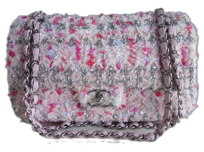 Timeless CHANEL CLASSIC TWEED BAG Pink Grey  ref.1192308