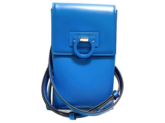 Salvatore Ferragamo Gancini Blue Leather  ref.1192620