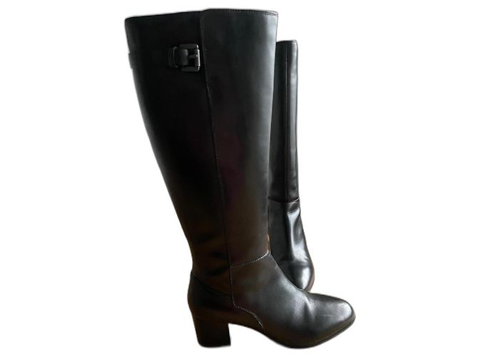 Geox Black Leather Knee High Boots
