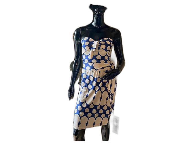 Vestido Diane Von Furstenberg de seda e nylon azul bege