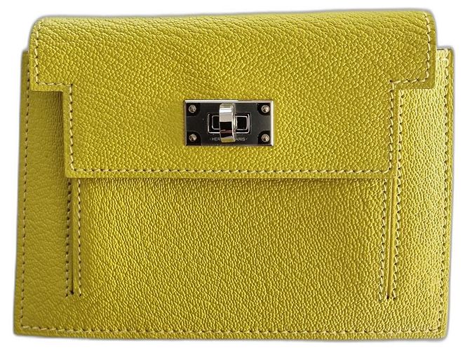 Hermès Kelly pocket compact wallet Yellow