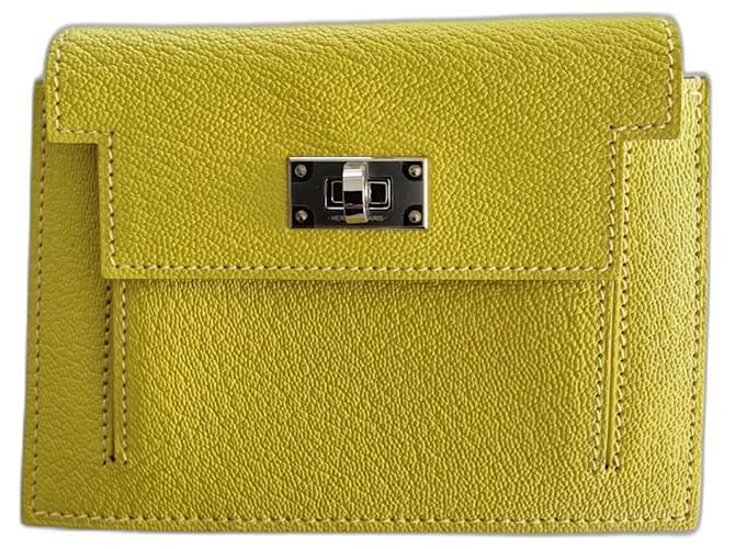 Hermès Kelly pocket compact wallet Yellow Leather  ref.1192775