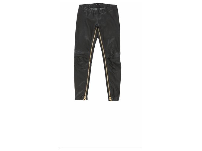 Balmain-Leggings aus Lammfell Schwarz