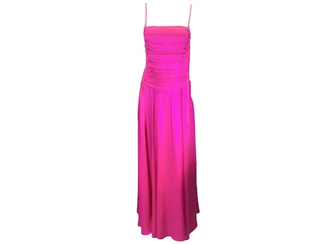 Autre Marque Rochas Hot Pink Long Silk Satin Bustier Dress  ref.1192883