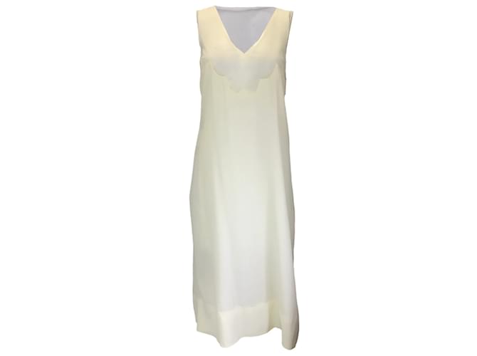 Autre Marque Simone Rocha Ivory Sleeveless V-Neck Tulle and Crepe Midi Dress Cream Silk  ref.1192884