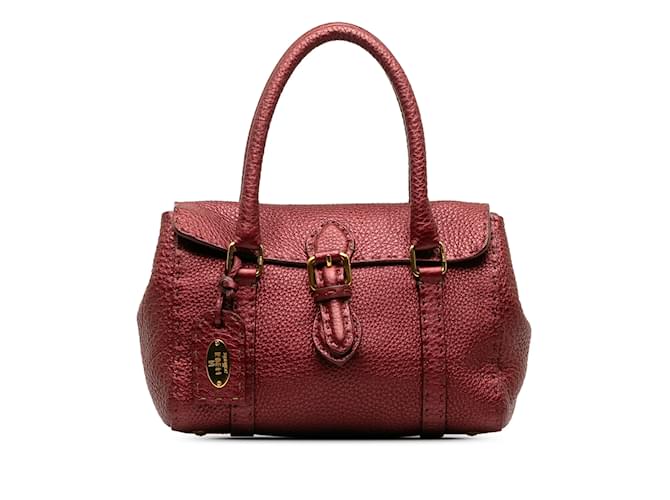 Red Fendi Mini Selleria Linda Handbag Leather  ref.1192933
