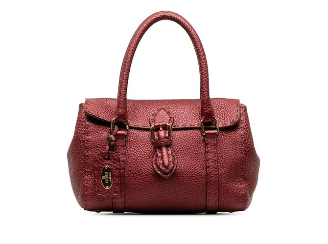 Sac à main Fendi Mini Selleria Linda rouge Cuir  ref.1192933