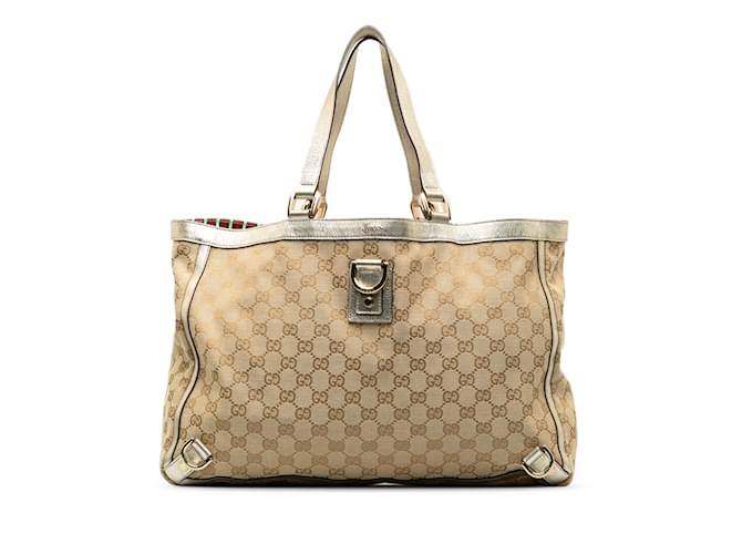Beige Gucci GG Canvas Abbey D-Ring Tote Leather  ref.1192970