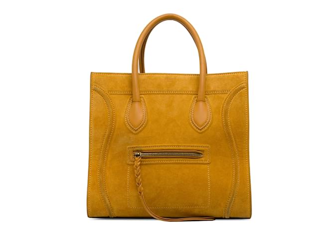 Céline Yellow Celine Medium Suede Phantom Luggage Tote Leather  ref.1192976
