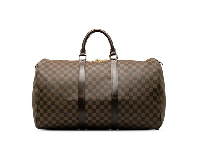 Brown Louis Vuitton Damier Ebene Keepall 50 Travel bag Leather  ref.1192987