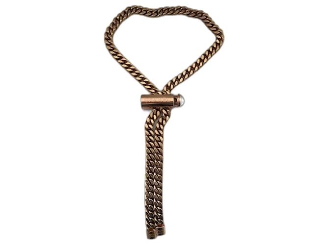 Colar Chanel com gravata em bronze dourado Aço  ref.1193011