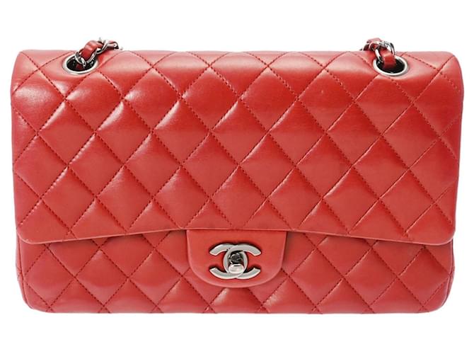 Classique Chanel Double Flap Cuir Rouge  ref.1193069