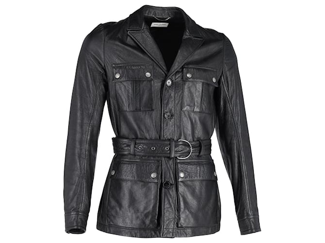 Saint Laurent Saharienne Jacket in Black Lambskin Leather  ref.1193181