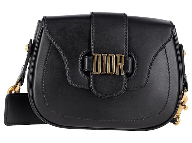 Christian Dior Bolso Saddle Dior D-Fence en cuero negro  ref.1193193