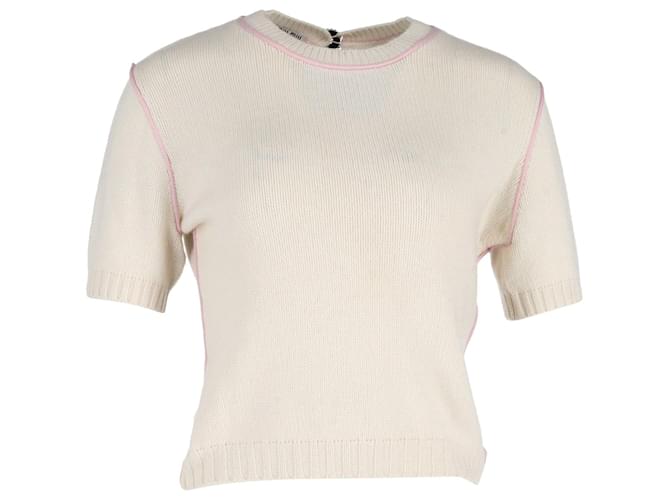 Miu Miu Knit Top in Cream Cashmere White Wool  ref.1193195