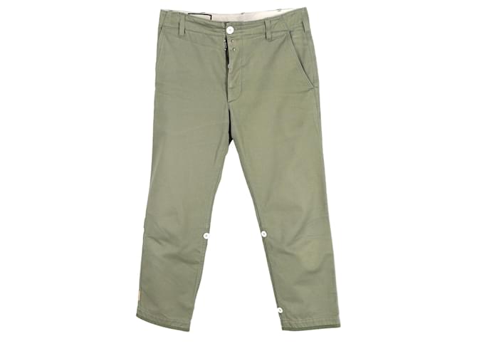 Gucci Straight-Leg Trousers in Khaki Green Cotton  ref.1193213