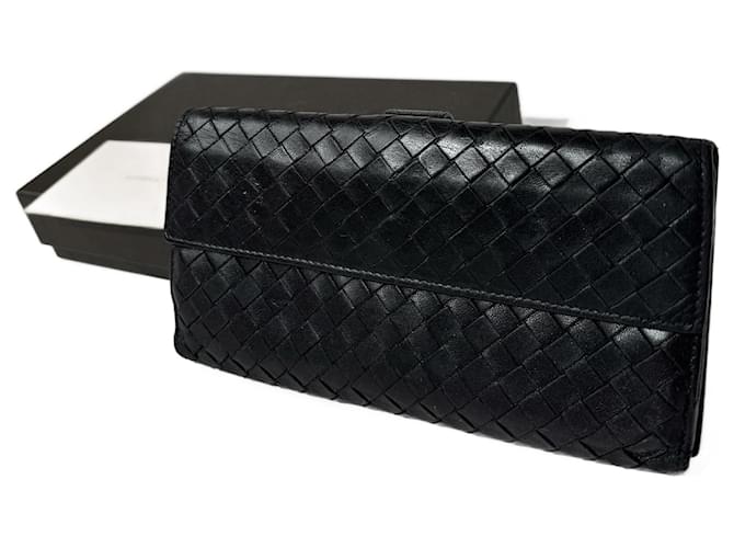 Bottega Veneta Black Intrecciato Leather Continental Wallet  ref.1193216