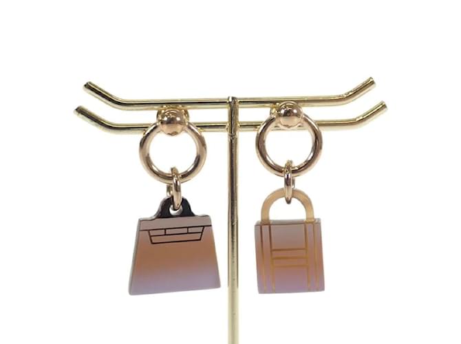 Hermès Amulette Maroquinier Earrings 443321 Golden Metal  ref.1193255