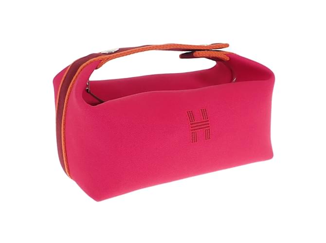 Hermès Toile Bride-A-Brac Reiseetui Pink Leinwand  ref.1193265