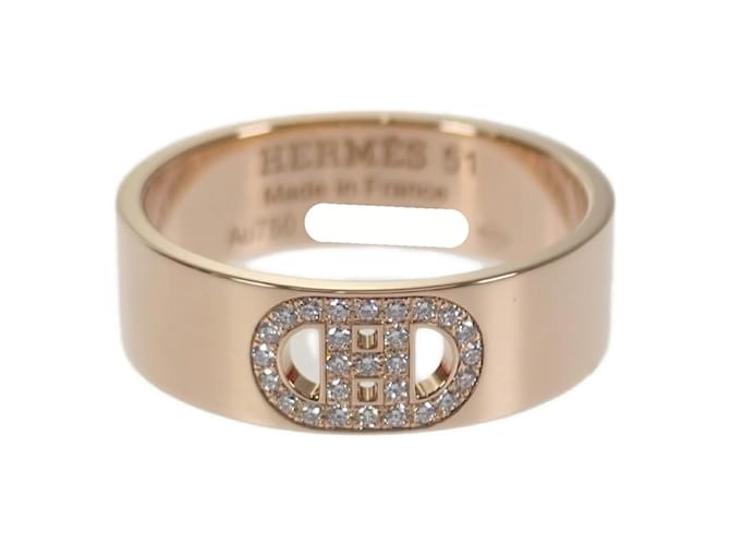 Ring Hermès Anillo de diamantes H Dunkle Dorado Metal Oro rosa  ref.1193273