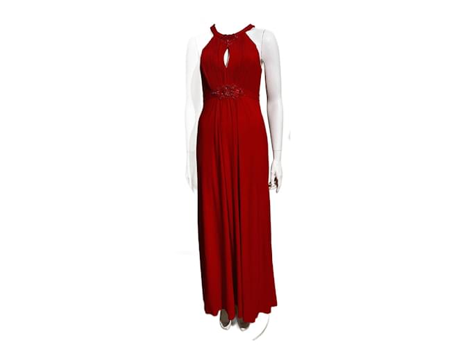 Jenny Packham Red jersey evening gown full length Polyester  ref.1193288