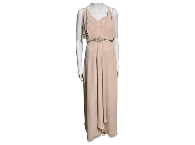 Jenny Packham pale pink chiffon ball gown Polyester  ref.1193289