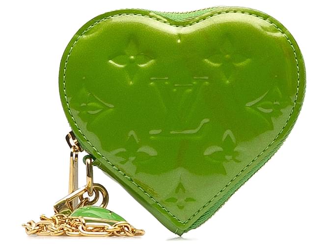Louis Vuitton Green Monogram Vernis Heart Coin Pouch Leather Patent leather  ref.1193324