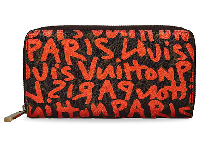 Portefeuille Zippy Monogram Graffiti Louis Vuitton Marron X Stephen Sprouse Toile Orange  ref.1193330