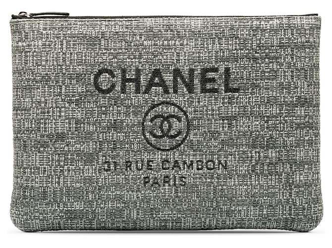 Chanel Deauville O Case grigio Tela Panno  ref.1193375