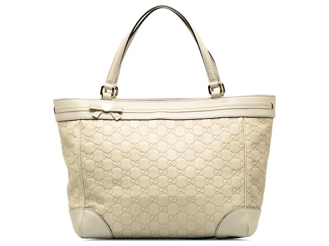 Gucci White Guccissima Mayfair Leather Pony-style calfskin  ref.1193392