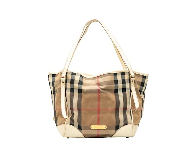 Burberry Nova Check Canvas Tote Bag Brown Cloth  ref.1193412