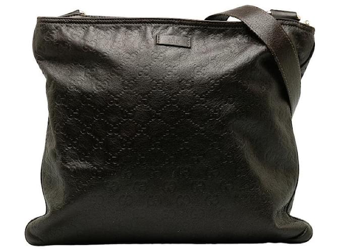 Gucci Guccissima Messenger Bag Sac à bandoulière en cuir 201446 en bon état Marron  ref.1193416