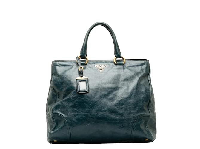 Prada Vitello Shine Tote BN2325 Blue Leather  ref.1193418