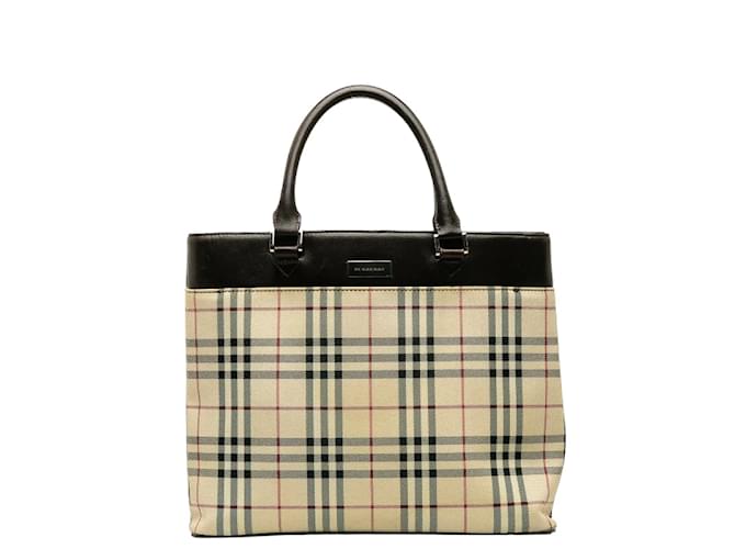Burberry Vintage Check Handbag Canvas Handbag in Good condition Beige Cloth  ref.1193419