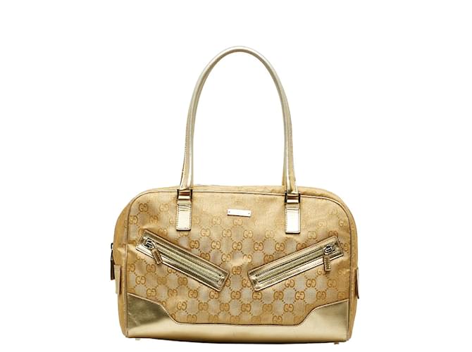 Bolso de mano de lona GG de Gucci 000-0852 en buen estado Castaño Lienzo  ref.1193422