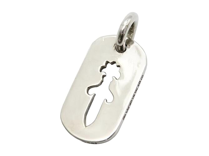 Chrome Hearts Silver Cutout Dagger Dog Tag Pendant Silvery Metal  ref.1193428