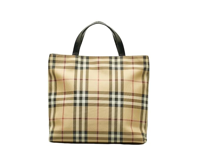 Burberry Nova Check PVC Leather Handbag Tote in Very Good Condition Brown Plastic  ref.1193429