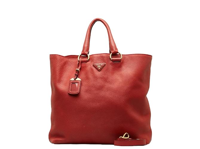 Prada Vitello Phenix Shopping Tote 1BG865 Red Leather Pony-style calfskin  ref.1193432