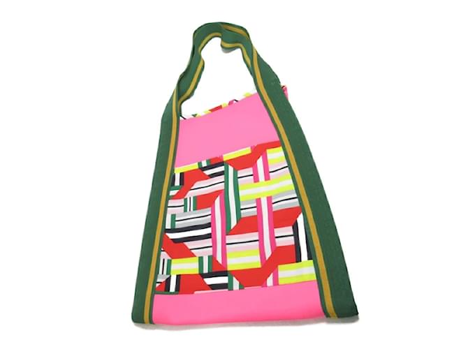 Hermès Strandtasche aus Segeltuch Pink Leinwand  ref.1193487