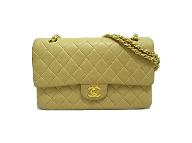 Chanel Medium Classic Double Flap Bag Beige Leather  ref.1193521