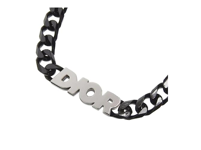 Dior Halskette mit Logo-Kettengliedern Schwarz Metall  ref.1193523
