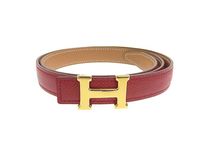 Hermès Mini Constance Reversible Belt 75 Red Leather Pony-style calfskin  ref.1193528