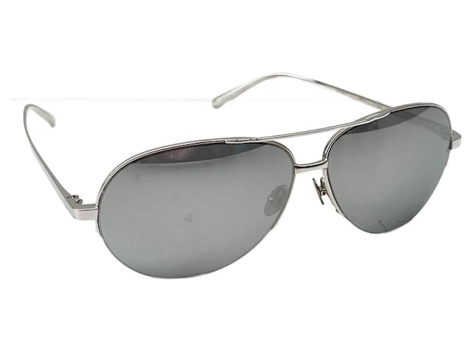 Linda Farrow Silver Titanium Aviator Sunglasses Metallic Metal  ref.1193579