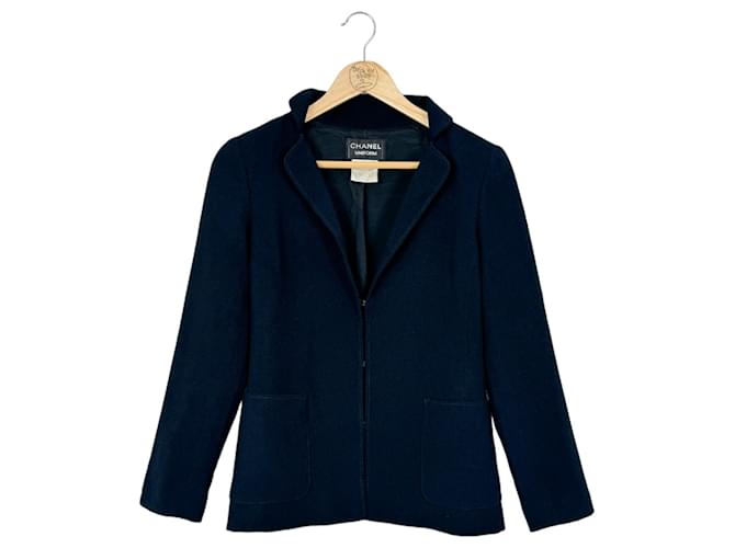 Chanel Jacken Blau Polyester  ref.1193595