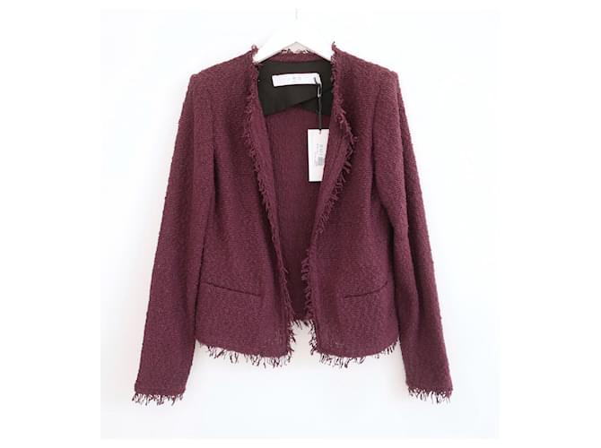 IRO Shavani Burgundy Cotton Tweed Jacket Prune  ref.1193601